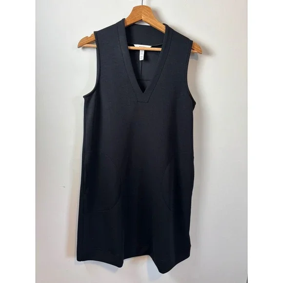 Spanx AirEssentials Sleeveless V-Neck Dress Black Shift Pocket LQ01S2PTFLC726G S - Picture 6 of 8